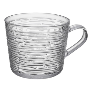 Kubek szklany z uchem LIRYC 450ml paski wzór 1